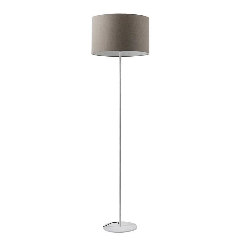 Vivien Piantana Bianca - Lampada da Terra con Paralume Cilindrico Tortora, Attacco E27, Potenza 75W, Grado IP20, Altezza 48cm - Rossini