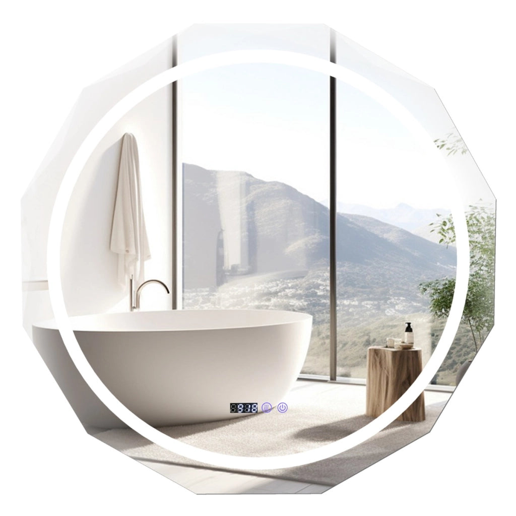 Specchio illuminato con temperatura di 3 colori continuamente regolabili, Specchio da bagno a LED