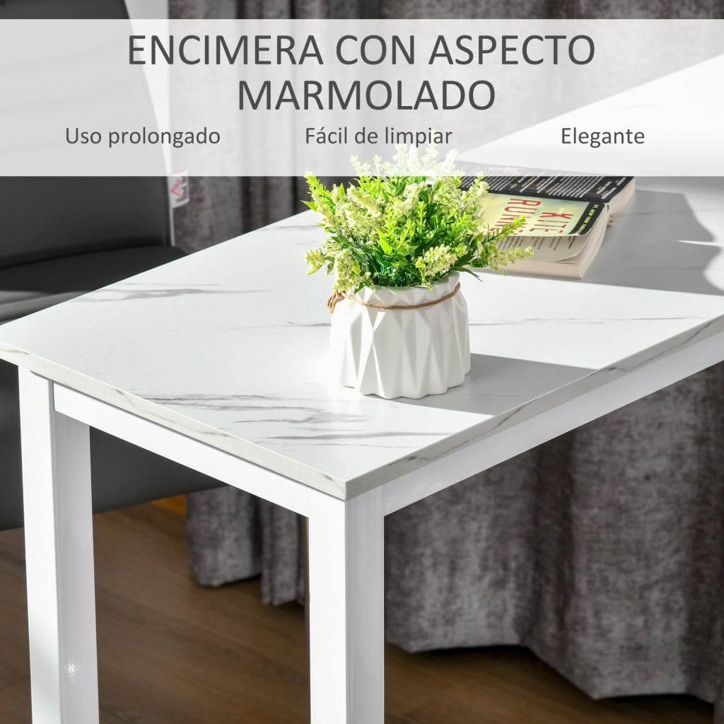 Tavolo da bar ¨C zephmum ¨C bianco, effetto marmo, acciaio, 120x40x100 cm