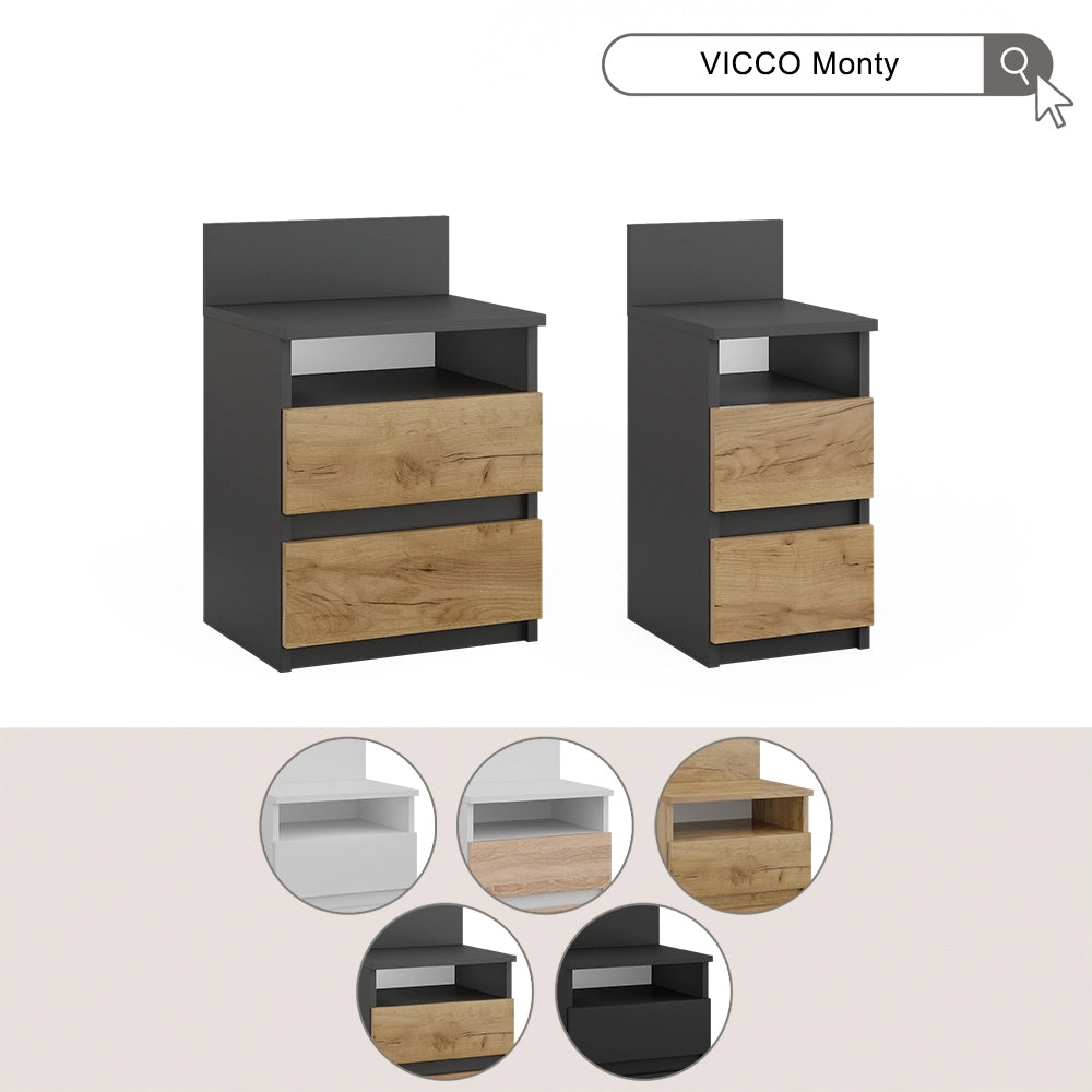 Vicco Comodino Nero 25 x 59.1 cm Set di 2