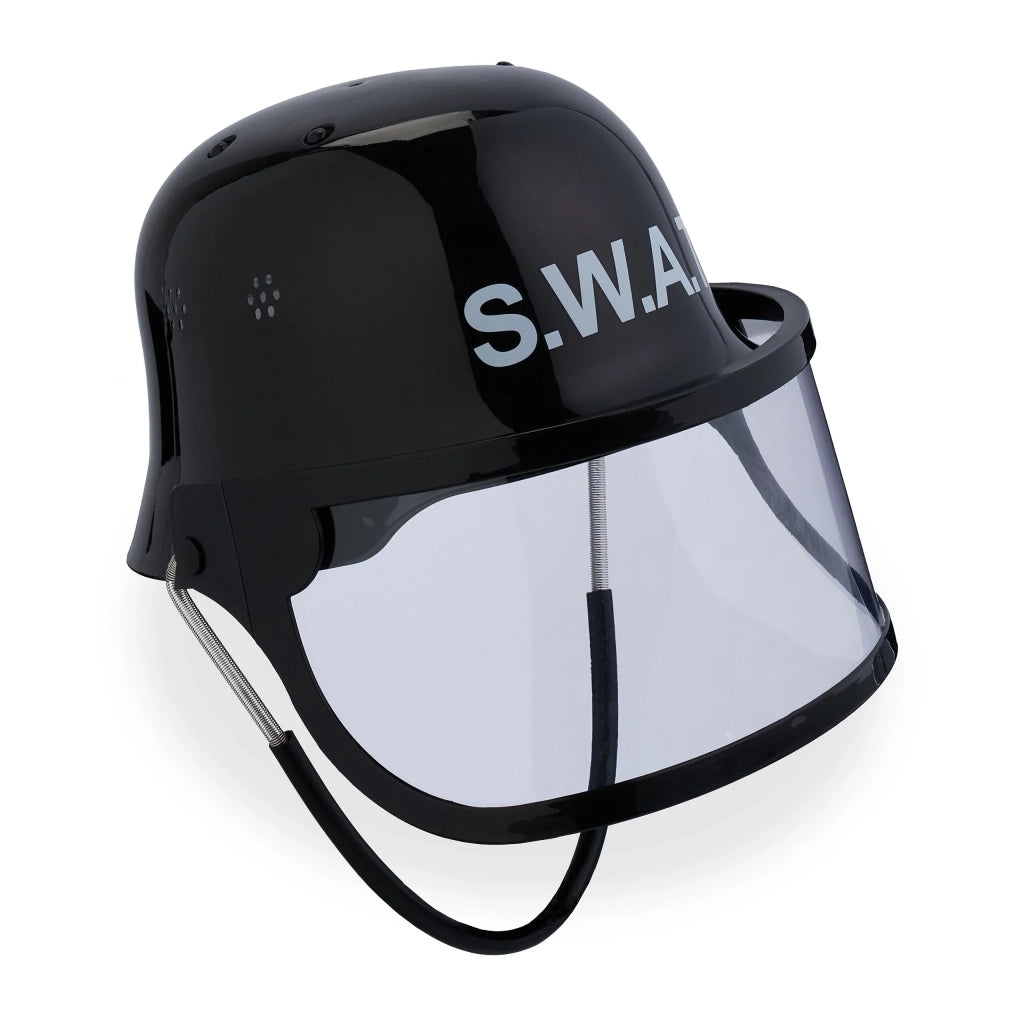 Casco da polizia nero regolabile Halloween compleanno 24,5 x 22,5 x 28 cm in PP nero 13_0016101