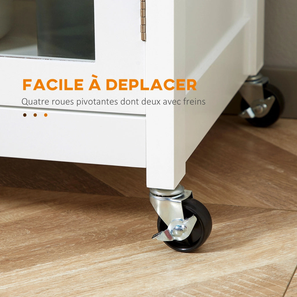 Tavolino da cucina con ruote e contenitori ¨C zephmum ¨C bianco effetto quercia