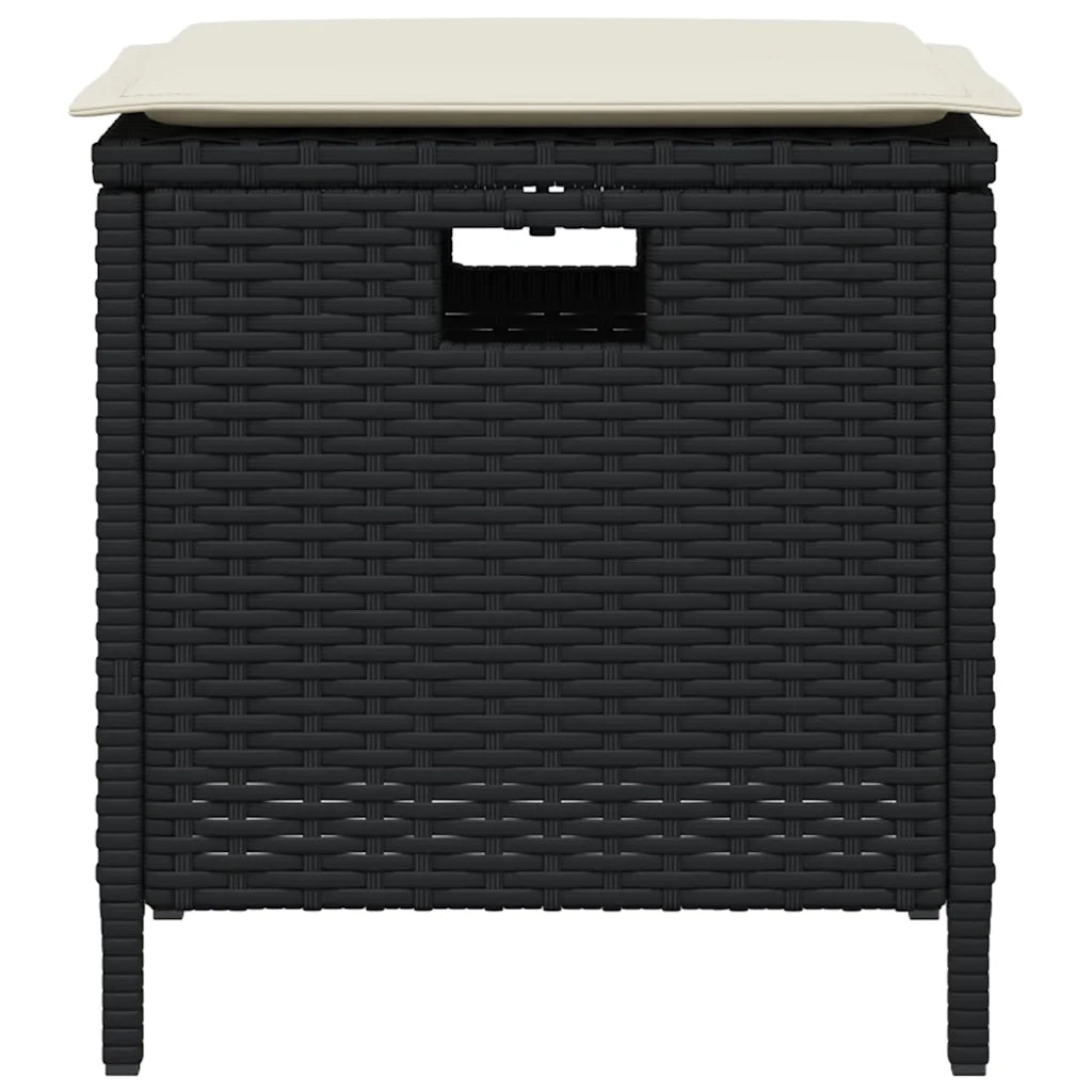 Set da Pranzo da Giardino 5 pz Nero con Cuscini in Polyrattan