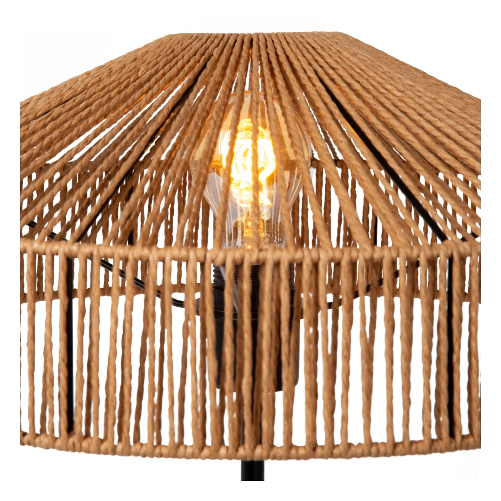 Lampada da tavolo Yunkai Lucide E27 rattan nero marrone