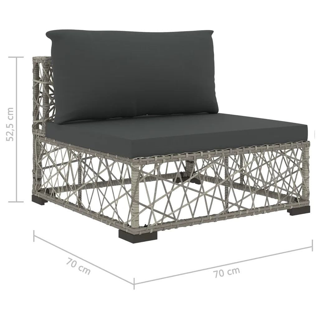 Set Divani da Giardino 6 pz con Cuscini in Polyrattan Grigio cod mxl 35639