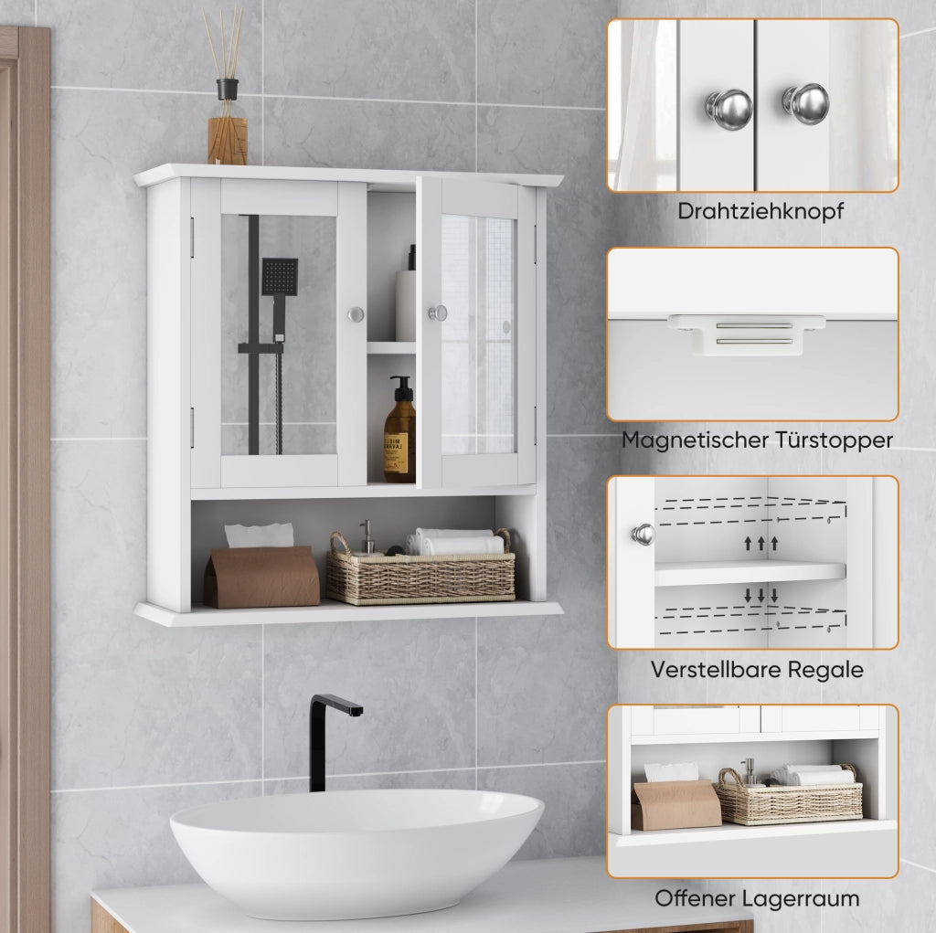 ARMADIO DA BAGNO con specchio 54,6 x 19,8 x 60 cm Bianco MDF