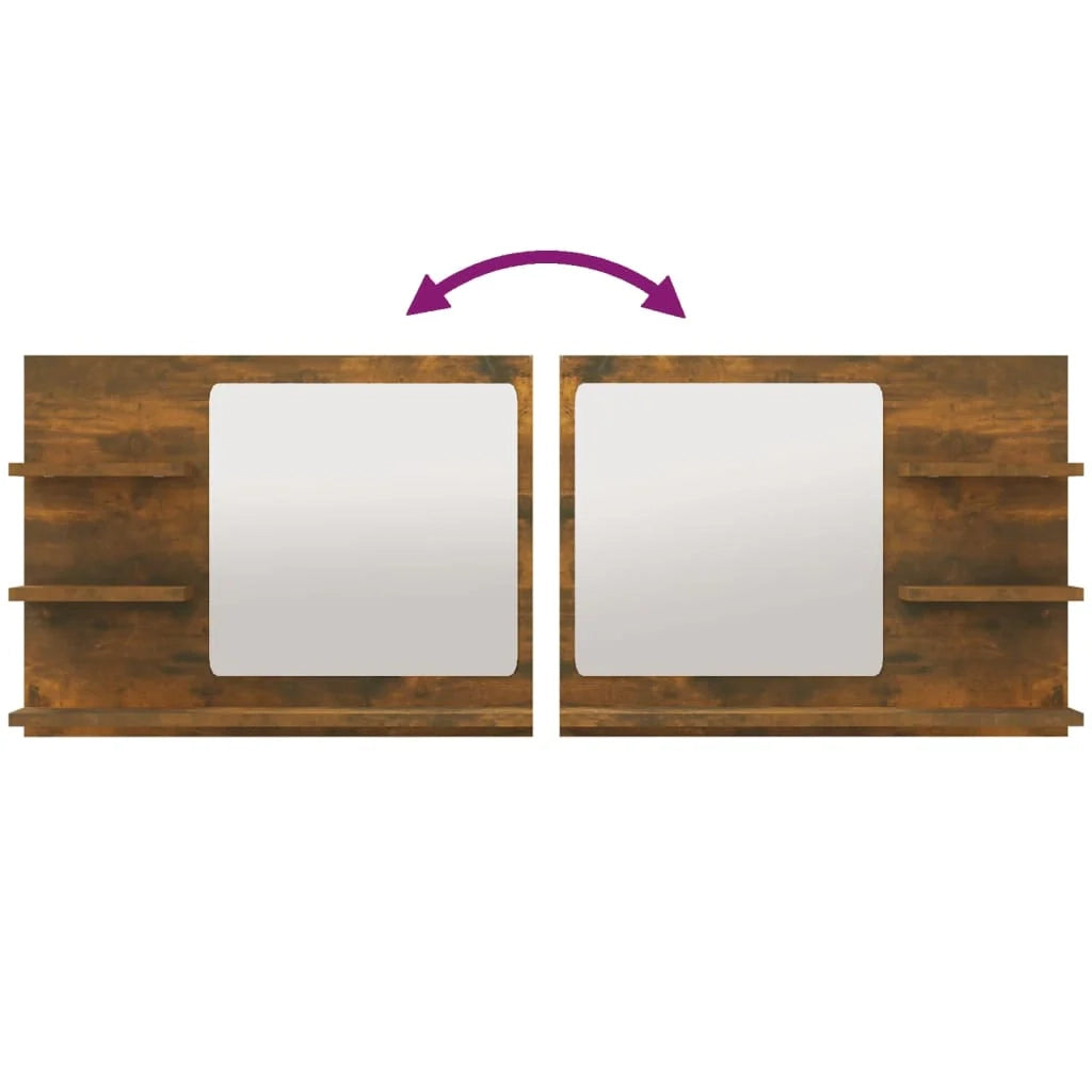 Specchio da bagno in rovere affumicato 60 x 10,5 x 45 cm legno ingegnerizzato 02_0006895