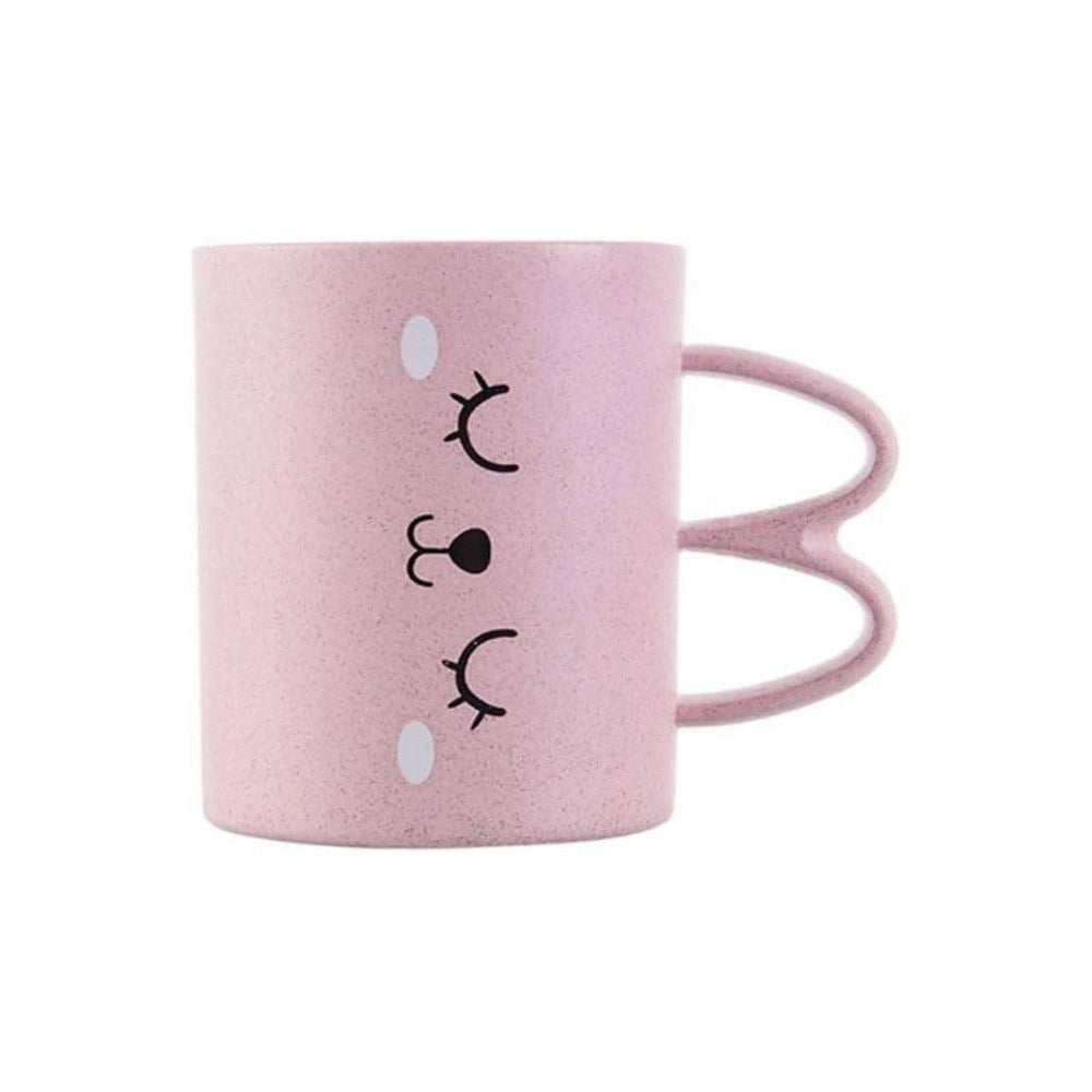 Trade Shop - Bicchiere Tazza 400ml Con Faccine Colorate In Plastica Tazzone Latte X Colazione -