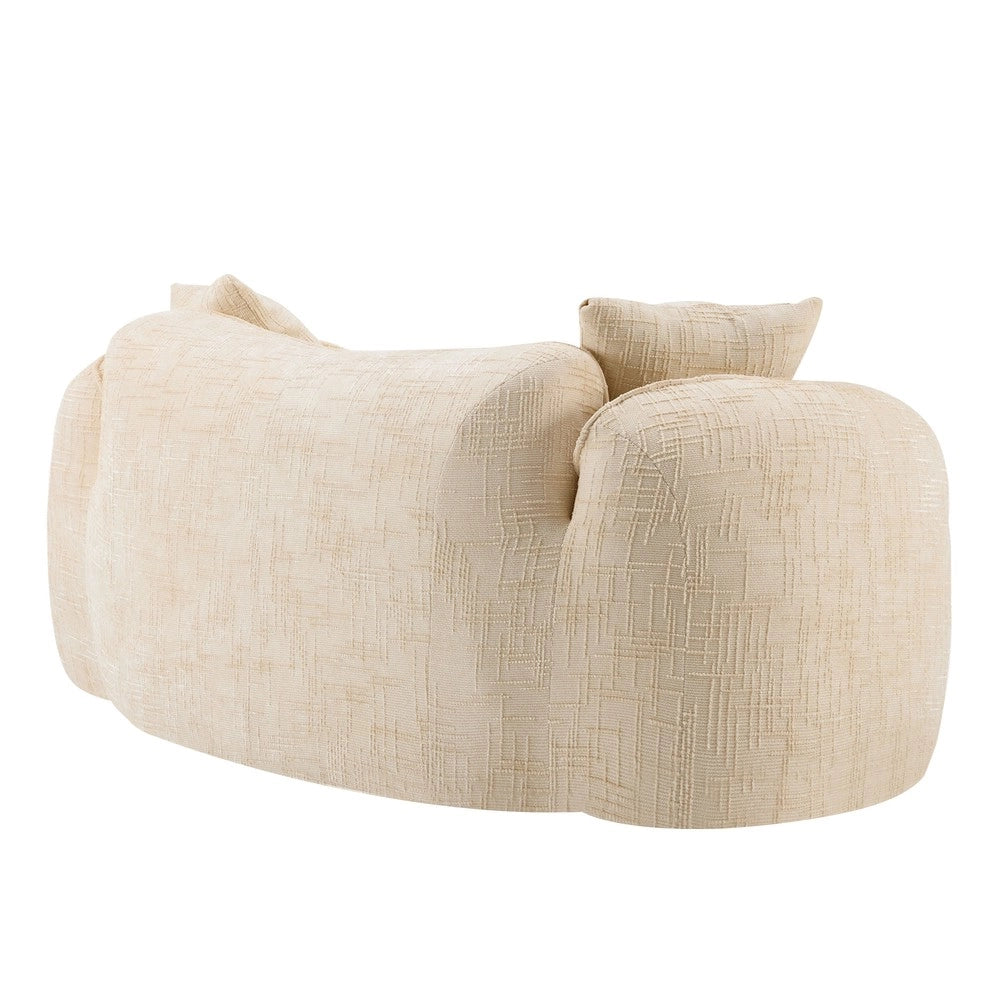 Divano 2 posti velluto beige ¨C Minimal ¨C con braccioli e 2 cuscini compatti