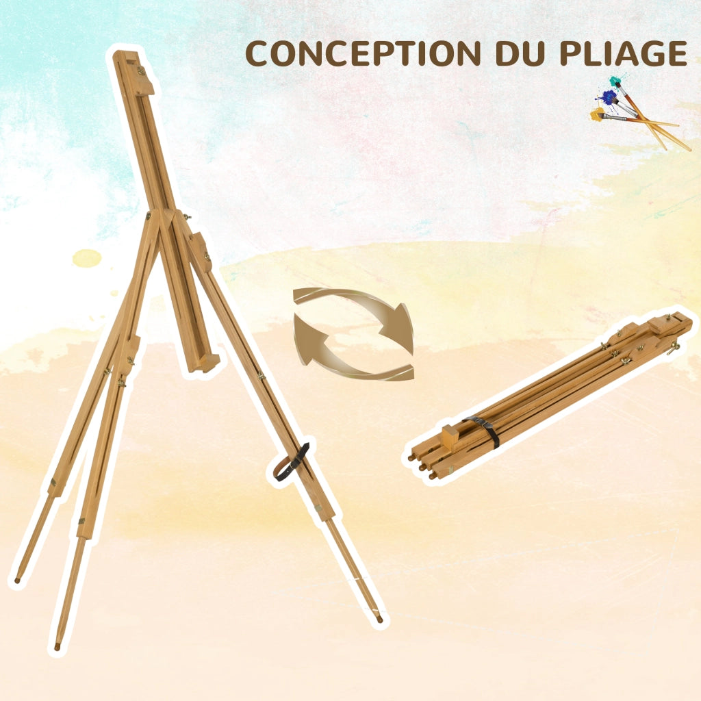 Cavalletto da Pittura Pieghevole in Legno Portatile ¨C Zephmum ¨C Legno Naturale 66x107 cm