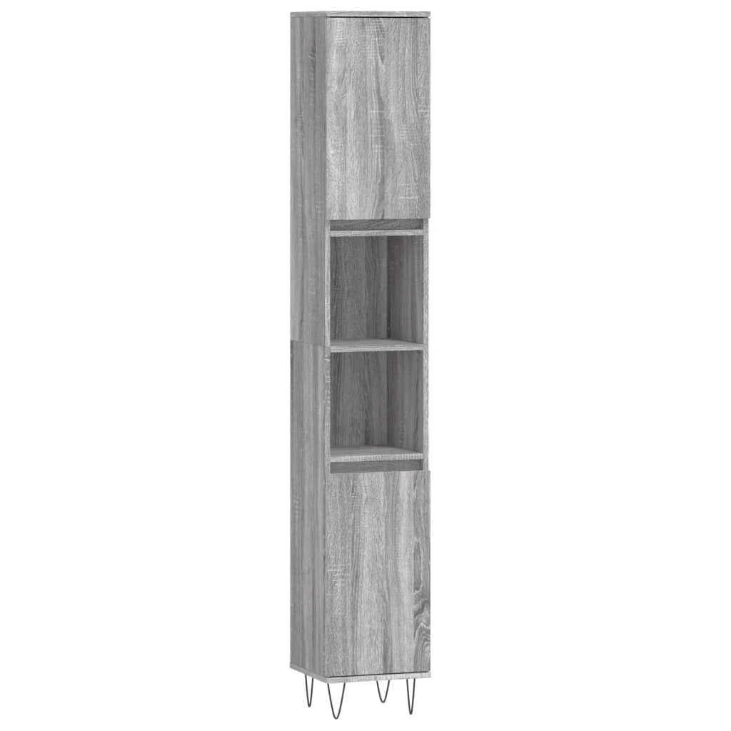 Armadietto Bagno Grigio Sonoma 30x30x190cm in Legno Multistratocod mxl 87813