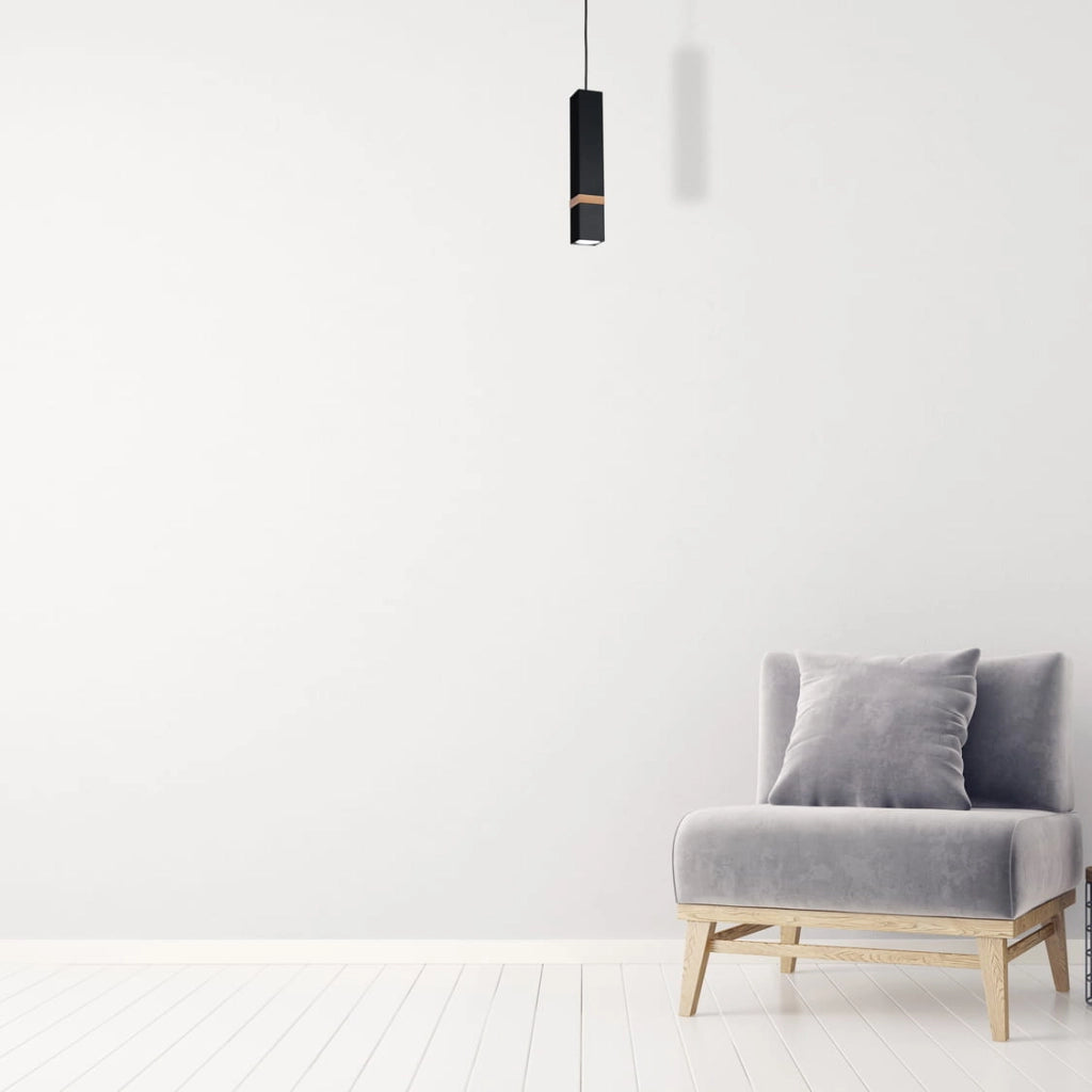 Lampada a sospensione Milagro Vidar nera legno GU10