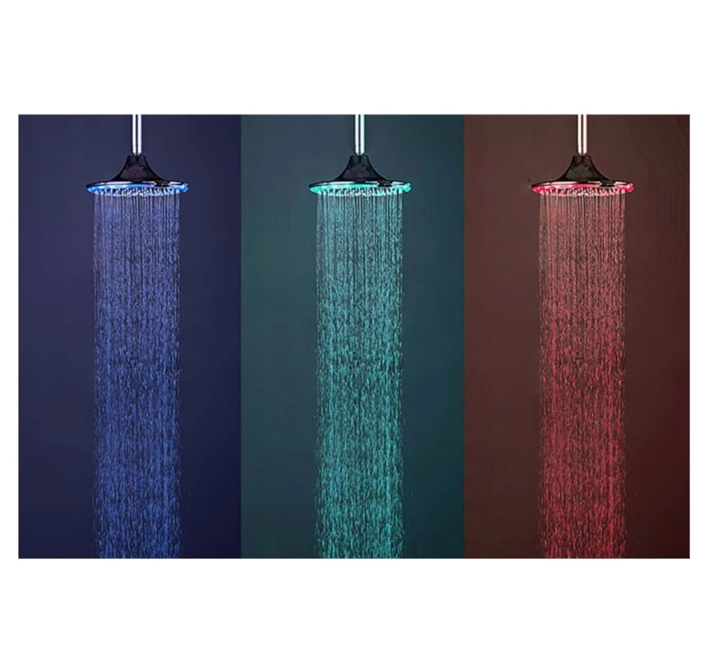 Sined Led 3 Soffione a Pioggia Rotondo Da 24 Cm Con Led e 3 Funzioni Del Getto Grigio
