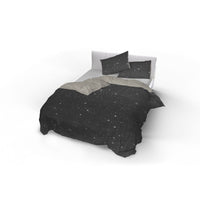 Copripiumino 1 Piazza e Mezzo con Federe Stampato in Microfibra Stars Grigio