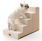 Trappola per cani per piccoli cani, 5 gradini, scala per letto, divano, auto, altezza 60 cm, scala in schiuma di alta qualità con copertura rimovibile (beige, 75x50x60cm, 5)