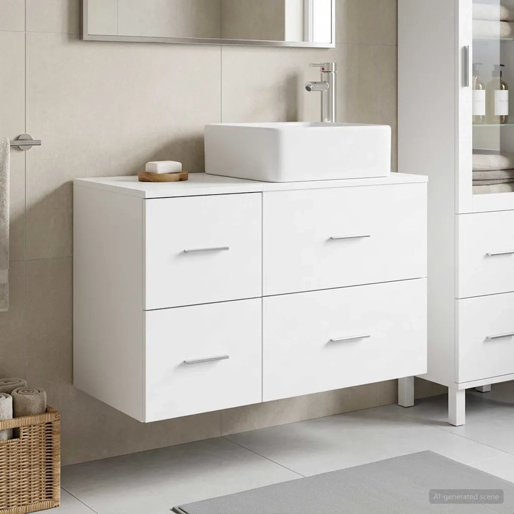 Set di mobili per il bagno 2 pz Bianco Legno ingegnerizzato 3403976