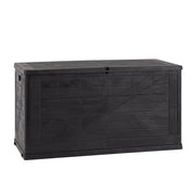 Baule multiuso da esterno Portofino Plus 420 litri in resina effetto rattan e legno colore antracite Toomax