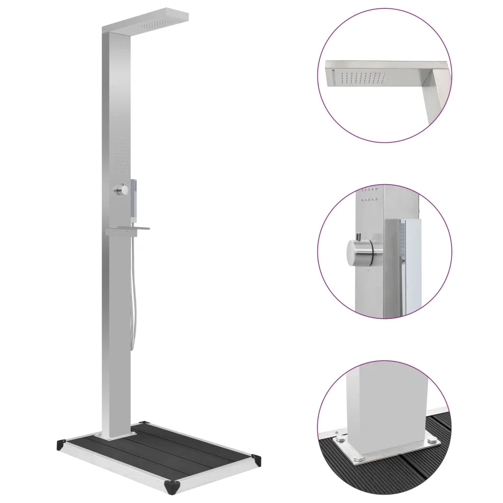 Doccia da Esterno con Piatto in WPC Acciaio Inossidabile cod mxl 42383