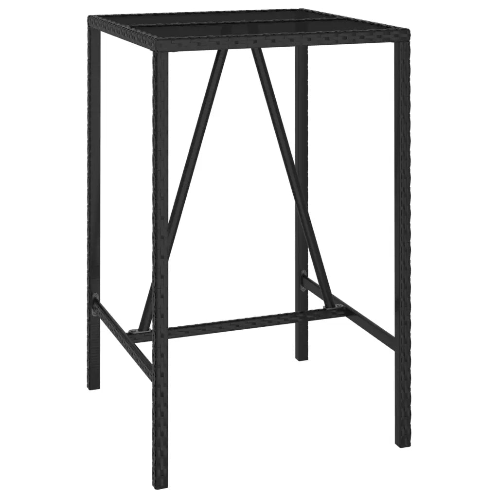 Set Bar da Giardino 3 pz Nero in Polyrattan 3187651