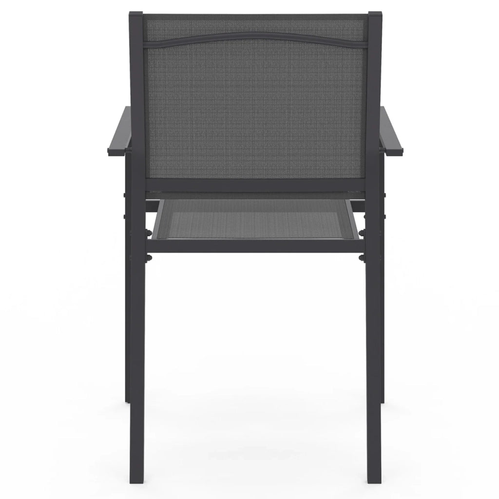 IDMarket - Set di 6 sedie da giardino impilabili OLBIA in metallo e textilene, grigio antracite