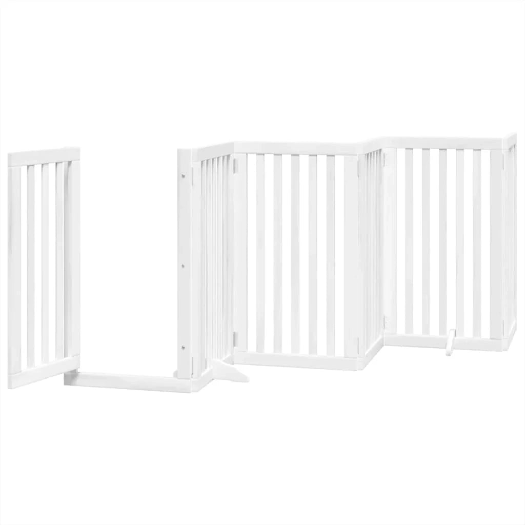 Cancelletto di sicurezza per animali domestici porta pieghevole 15 pannelli legno di pioppo bianco 02_0023201