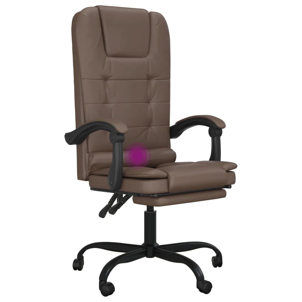 Poltrona da Ufficio Massaggiante | Sedia Relax Reclinabile marrone Similpelle
