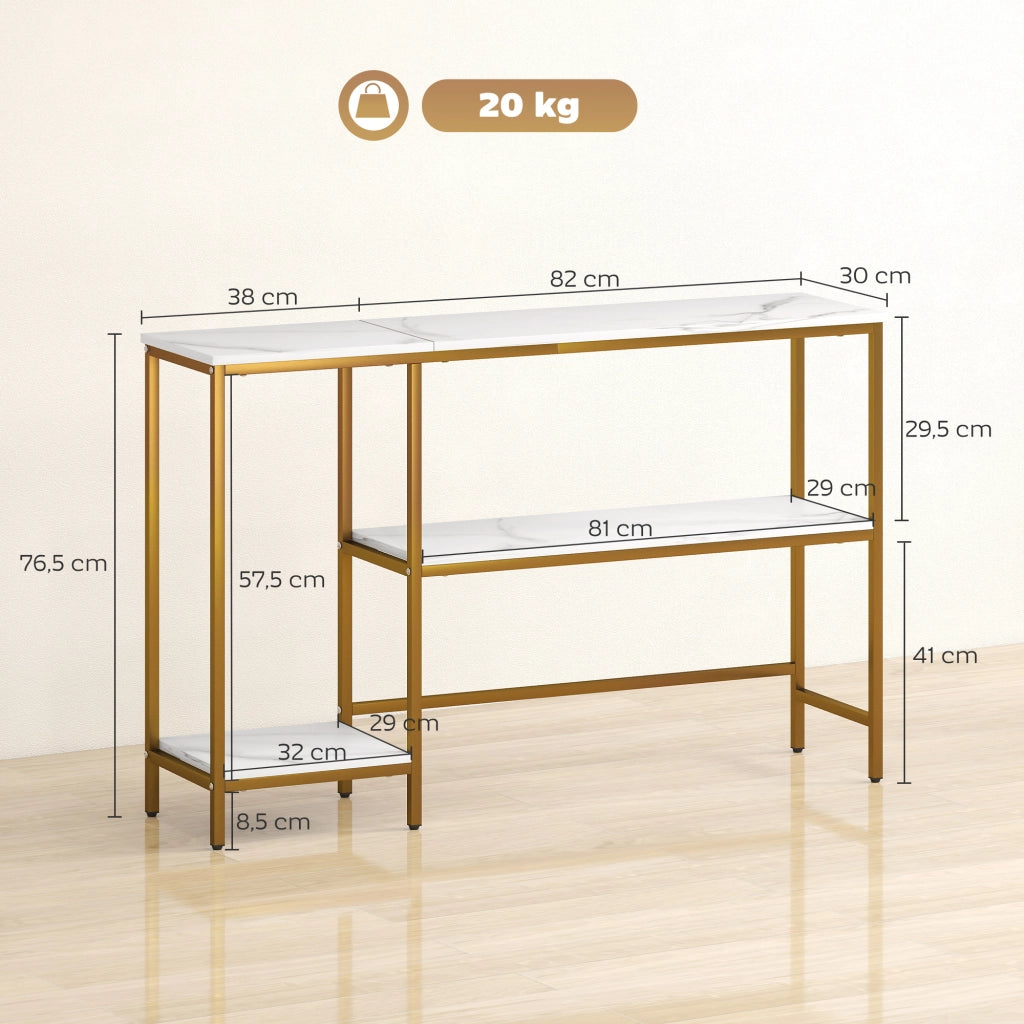 Tavolo console 3 livelli ¨C zephmum ¨C bianco dorato 120 cm