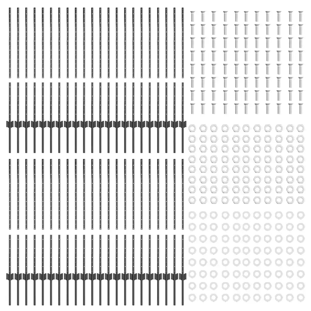 Palo della recinzione 44 pcs Grigio 140 cm Acciaio 3335937