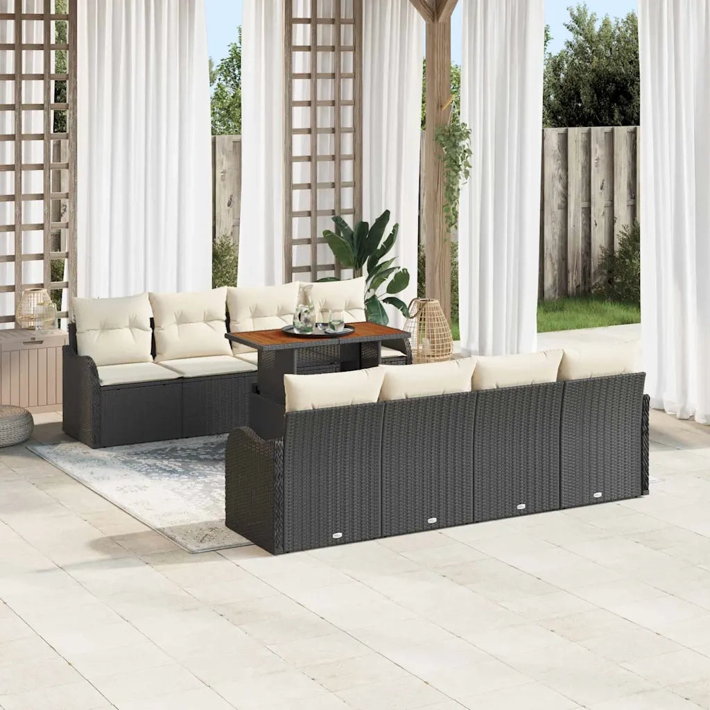 Set Divano da Giardino con cuscino 7 pcs Nero e crema 3349431
