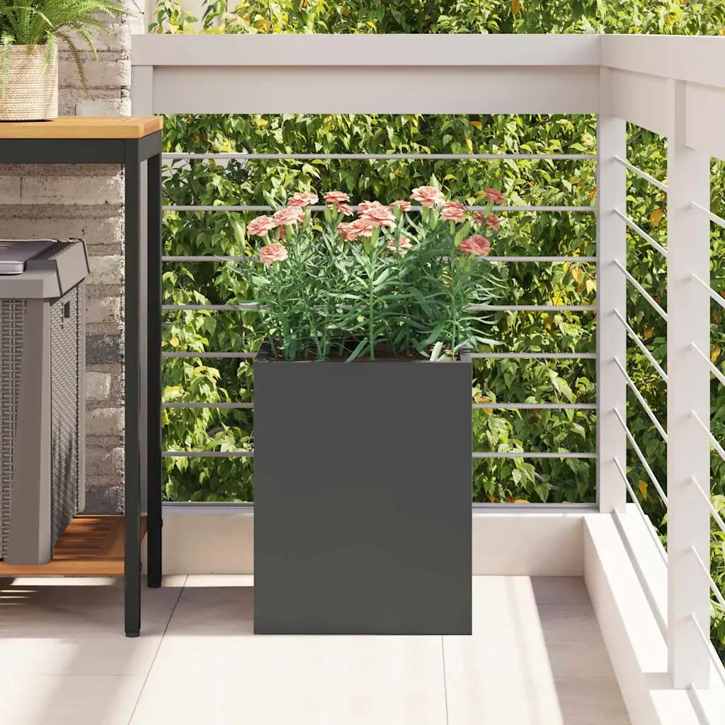 Fioriere | Cassetta per fiori | Vaso da giardino Nero 32 x 32 x 40 cm Acciaio laminato a freddo