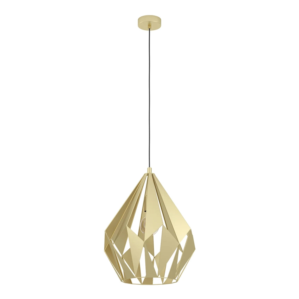 Lampadario A Sospensione Vintage Carlton Acciaio Oro 1 Luce E27
