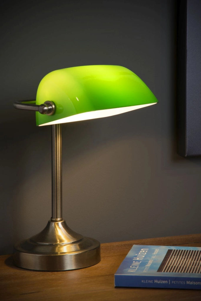 Lampada da scrivania Lucide Banker ottone/verde E14 40W