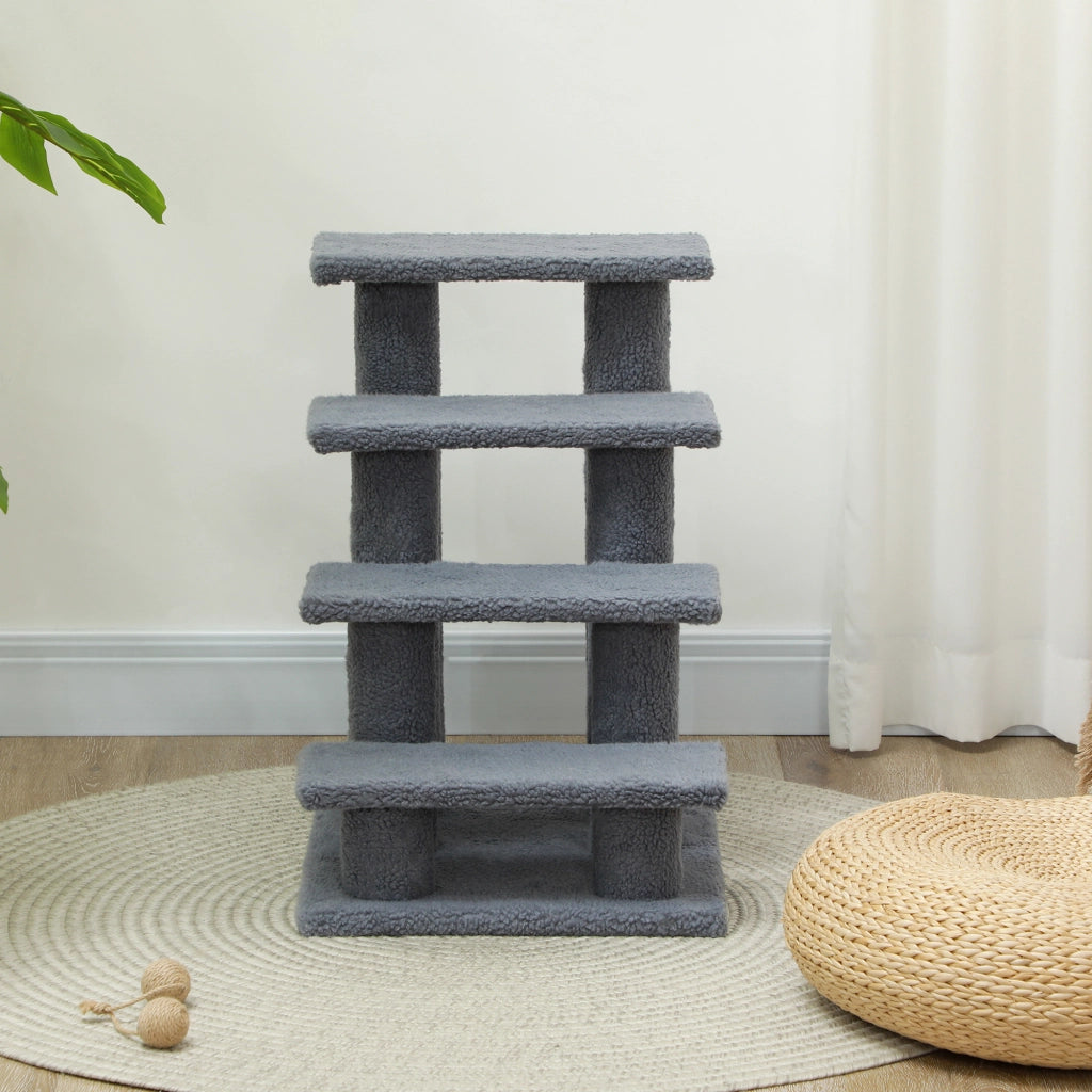 Scaletta per Gatti 4 Gradini ¨C zephmum ¨C Grigio 61x41x60 cm
