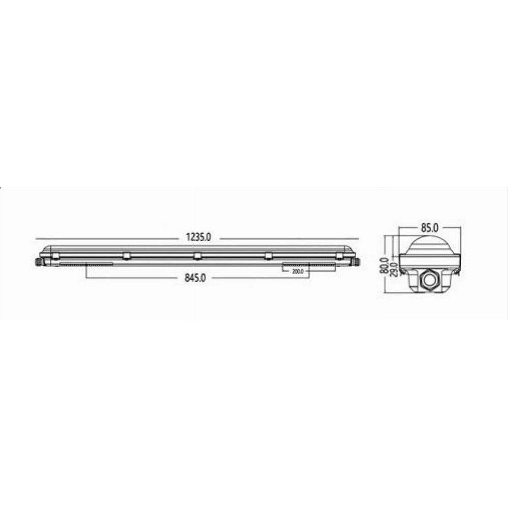 Trade Shop - Tubo Led Plafoniera Lineare 120cm 36 Watt Ip66 Cct 4000k-5000k-6500k Yl18-120-3c -