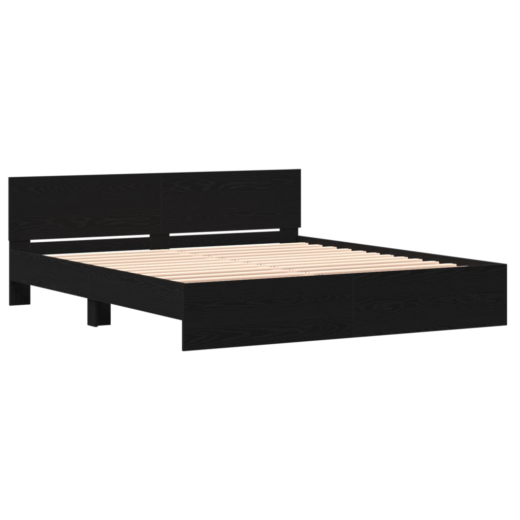 Struttura letto con testata rovere nero 180x200 cm legno ingegnerizzato