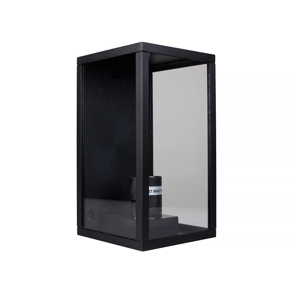LAMPADA DA PARETE IP44 PER INTERNI ED ESTERNO IN ALLUMINIO NERO CON ATTACCO E27 - IDEALE PER GIARDINI INGRESSI E VERANDE
