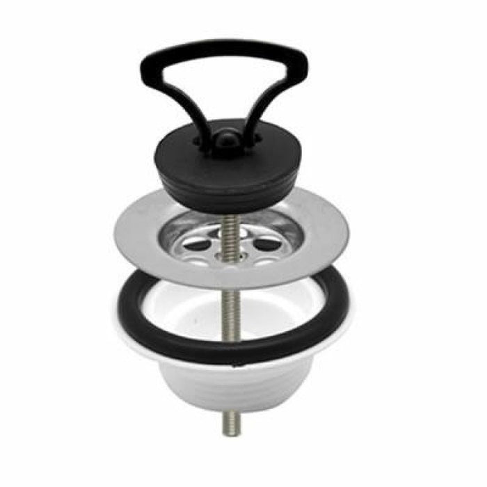 Piletta lavello inox  simplex  c on tappo a maniglia d.1 1/2 b