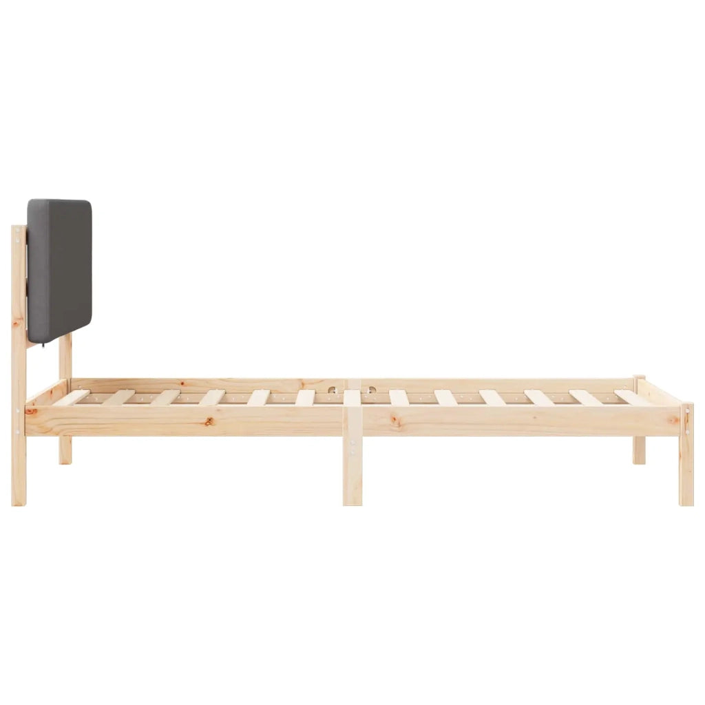 Letto con Testiera Rivestita Grigio scuro 90 x 190 cm 877945