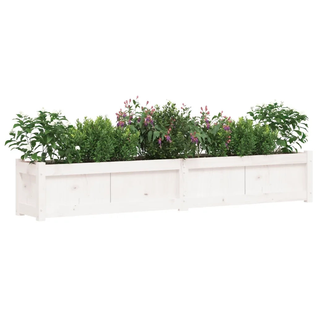 Fioriera da Giardino Bianca 180x31x31 cm Legno Massello di Pino 837496
