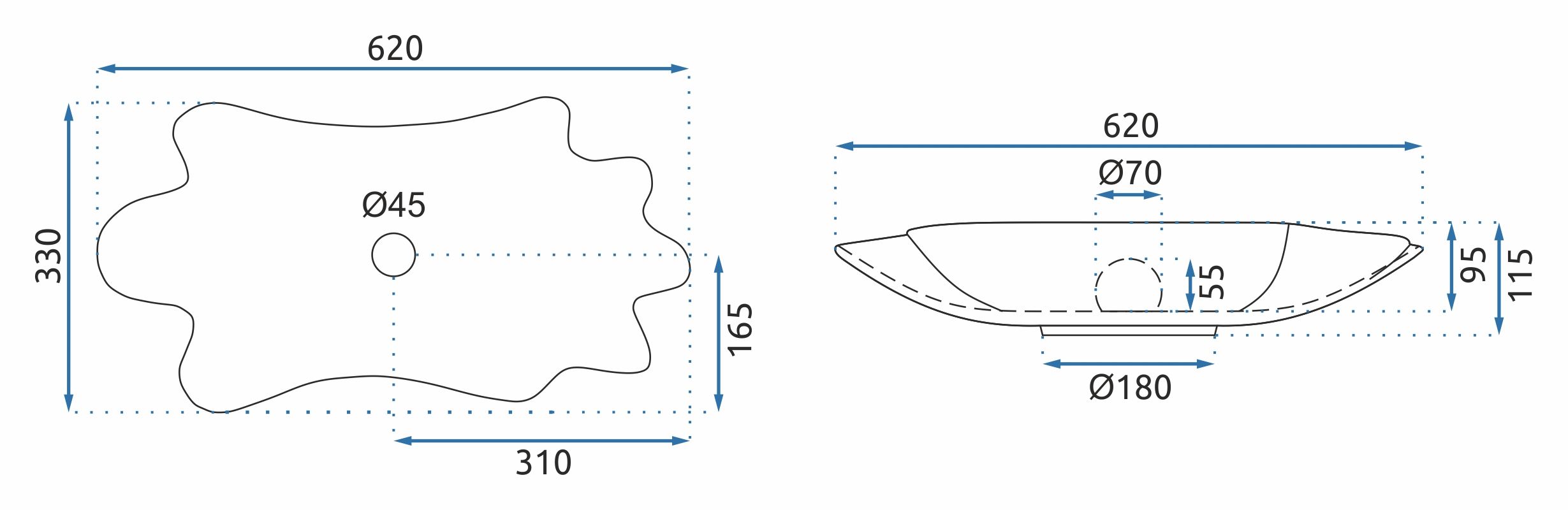 Lavabo Da Appoggio Rea Sea White Gold + Tappo Click-clack