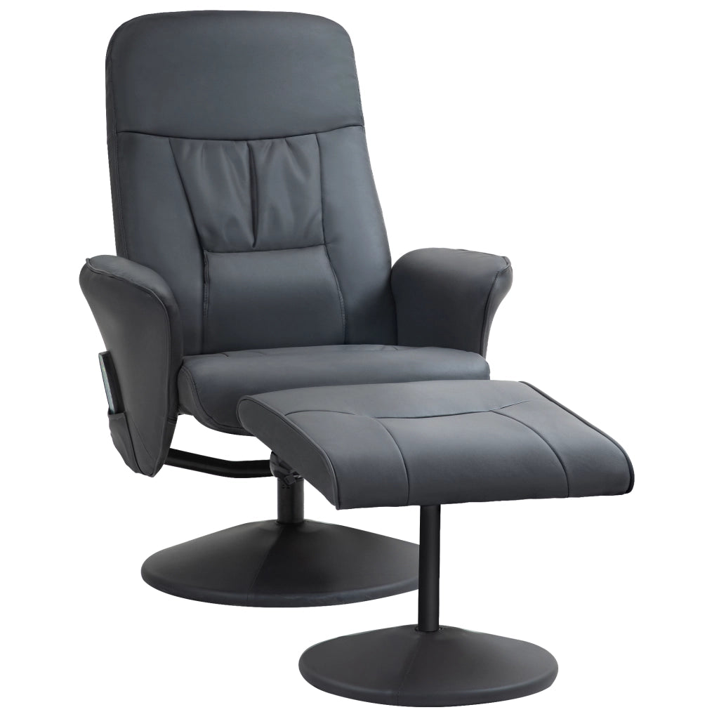 Poltrona Massaggiante Elettrica Reclinabile con Poggiapiedi ¨C Minimal ¨C Similpelle Grigio Scuro 76x81x105 cm