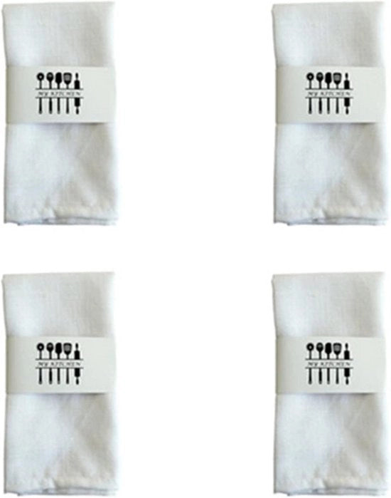 Serviette in stoffa - serviette in lino con effetto 3D - 40 x 40 cm - 100% cotone e lino serviette - bianco