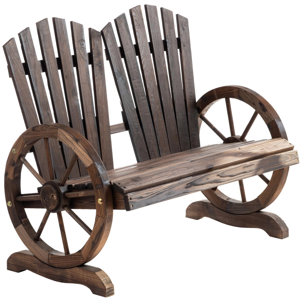 Panchina da Giardino 2 Posti 108x66x95 cm in Legno di Abete Carbonizzato