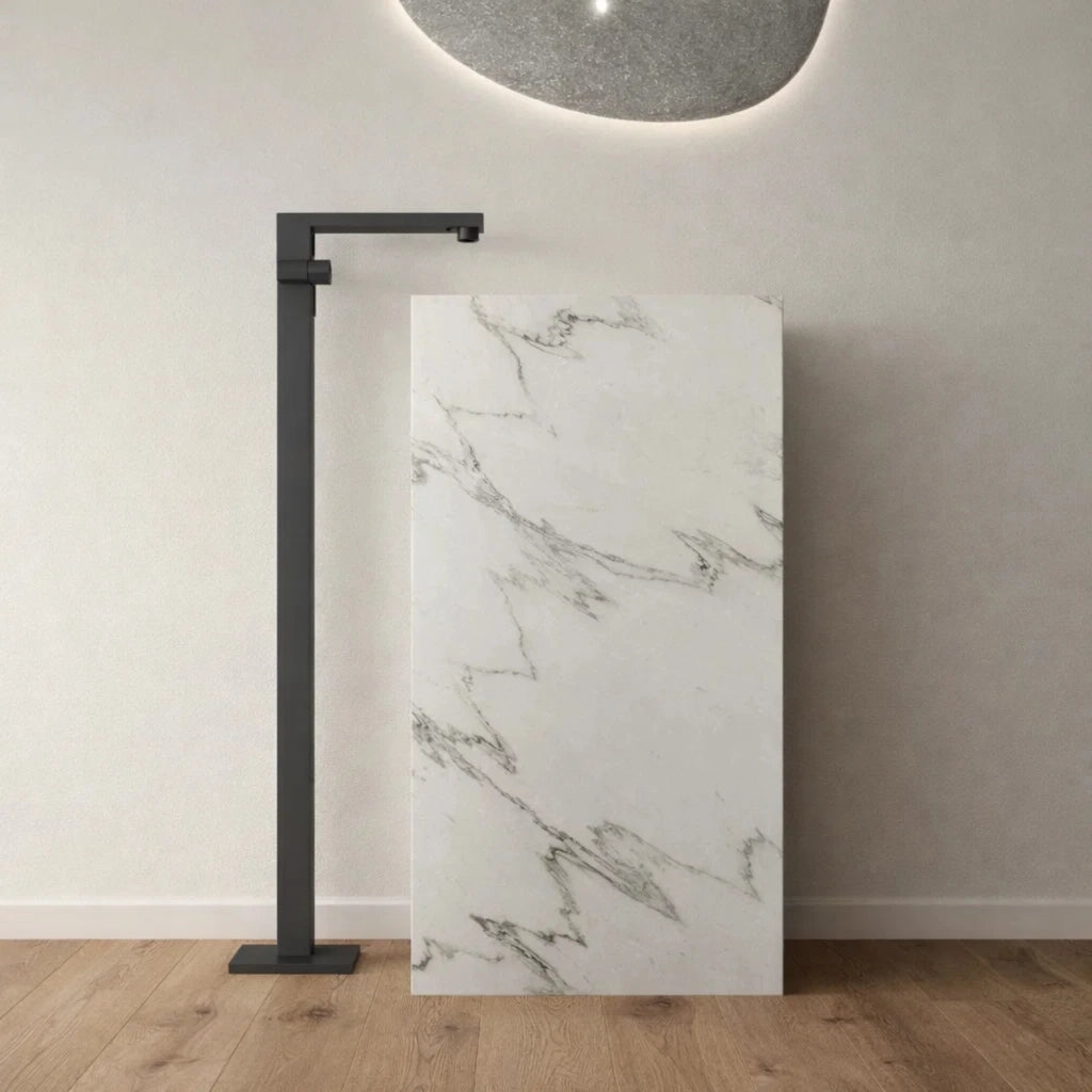 Lavabo da centro stanza lukas in stone artificiale bianco *** finitura- bianco, confezione 1