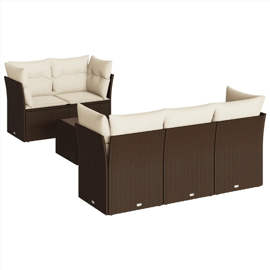vidaXL Set Divano da Giardino 6 pz con Cuscini Marrone in Polyrattan