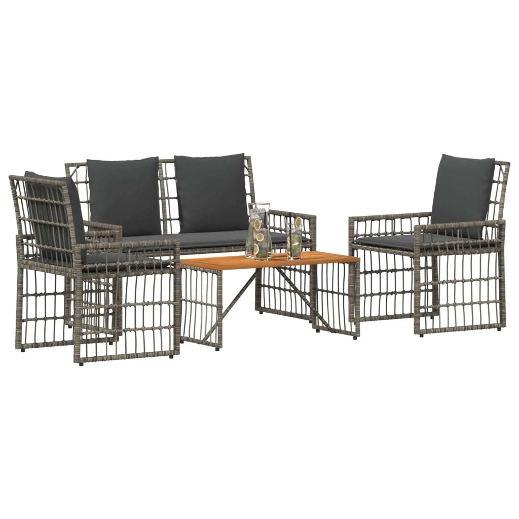 Set di Mobili da Esterno 4 pcs Nero e Grigio scuro 42025135