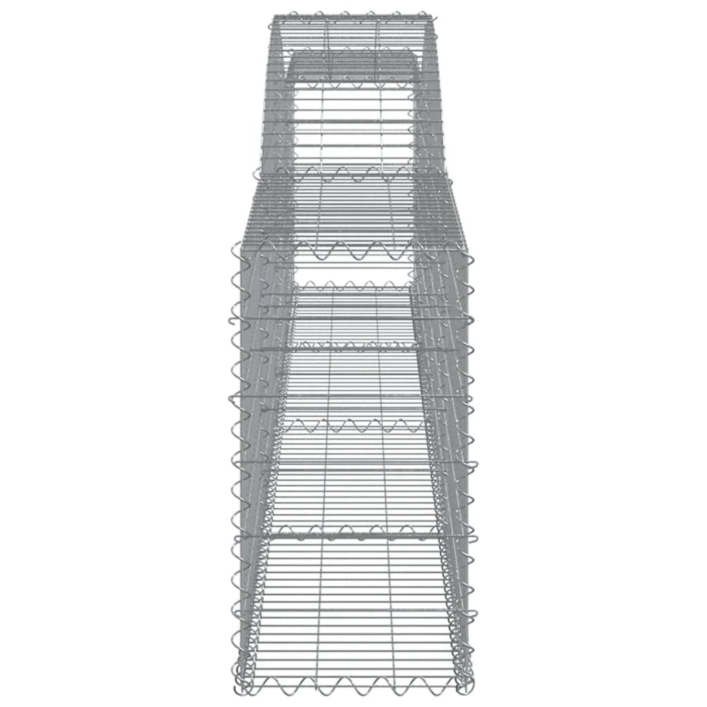 Cestini gabbioni recinzione a gabbia muro di contenimento ad arco 7 pezzi 400 x 30 x 60/80 cm ferro zincato argento 02_0041130
