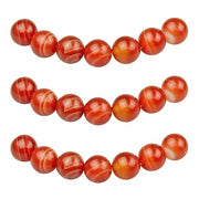 Raccoglitori 8mm 45 pezzi Carneol rosso a strisce Aghi con foro Pietre naturali Semplici Rondi per la creazione di gioielli Bracciali Collane