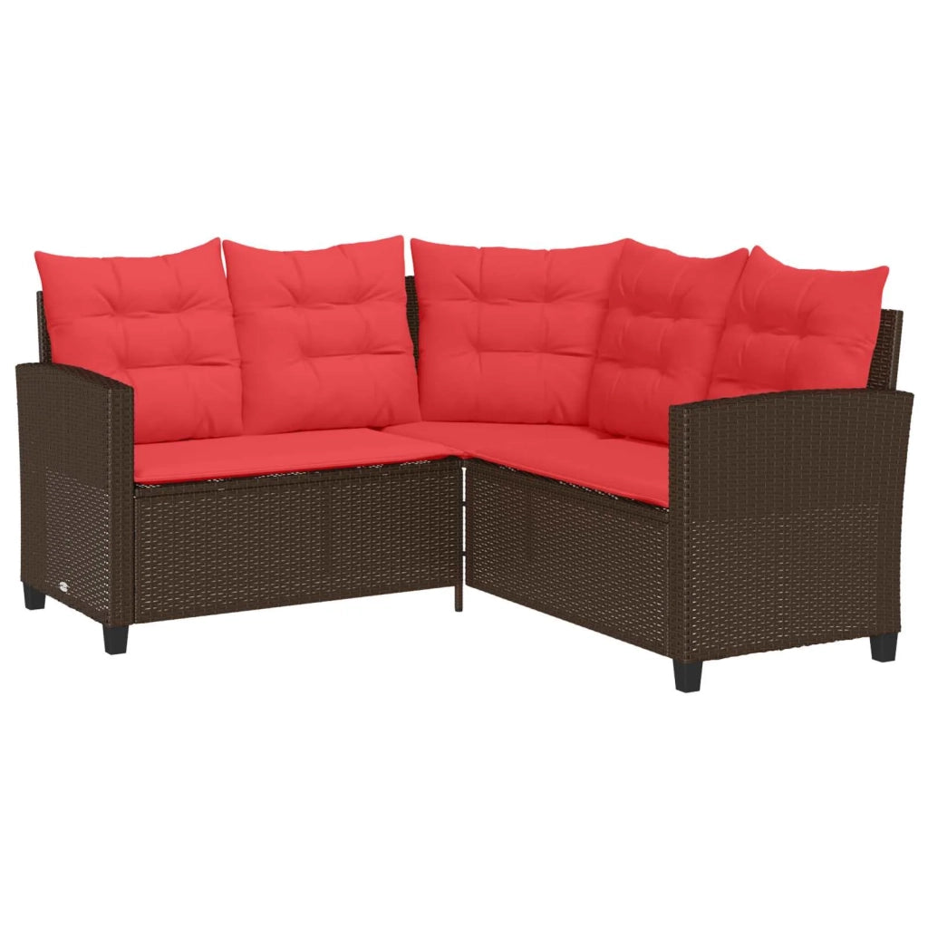 Set di divani da esterno 2 pcs Marrone e Rosso polyrattan