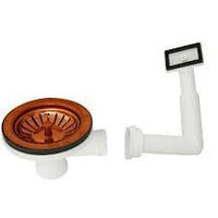 Pilettone ribassato in rame con tappo+ troppop. rettang. d.3-1/2